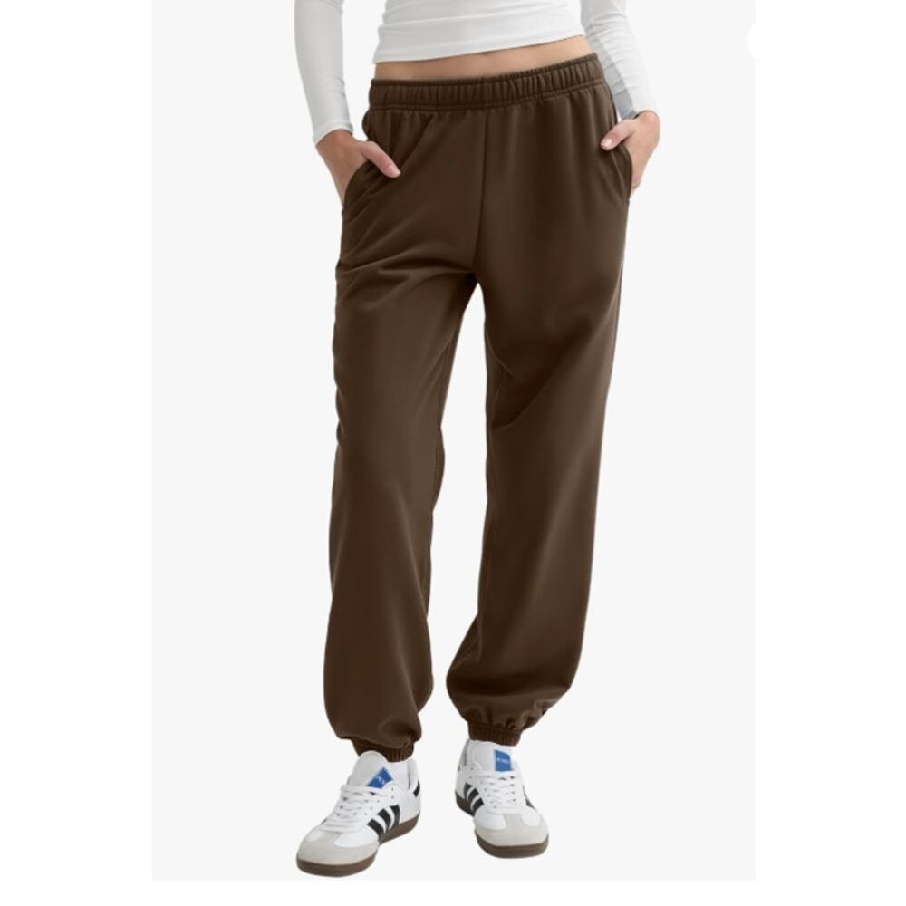 NWT Pumiey Women’s High Waisted Baggy Sweatpants Size M‎ Brown Workout Jogger
